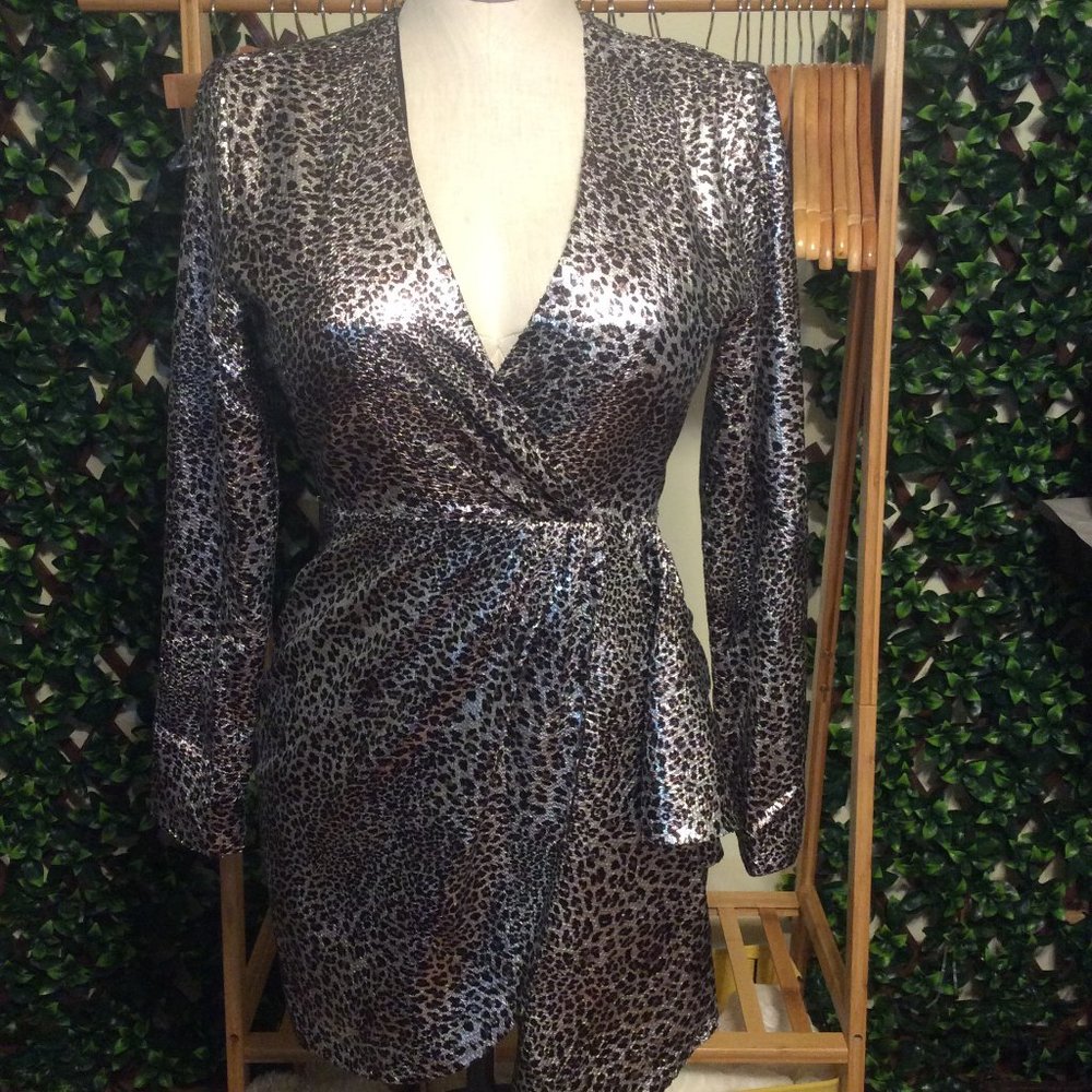 Ronny Kobo Metallic Leopard Sequin Dress Size Small
